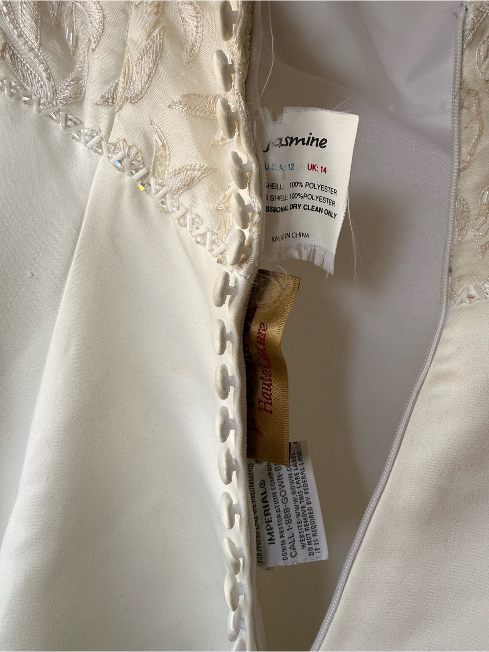 Jasmine White Satin A-Line Wedding Dress with Lace Bodice - Picture 15 of 16